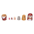Six handmade cartoon Russian nesting dolls ornaments for kids' pretend play, decorative toys for children’s room decor