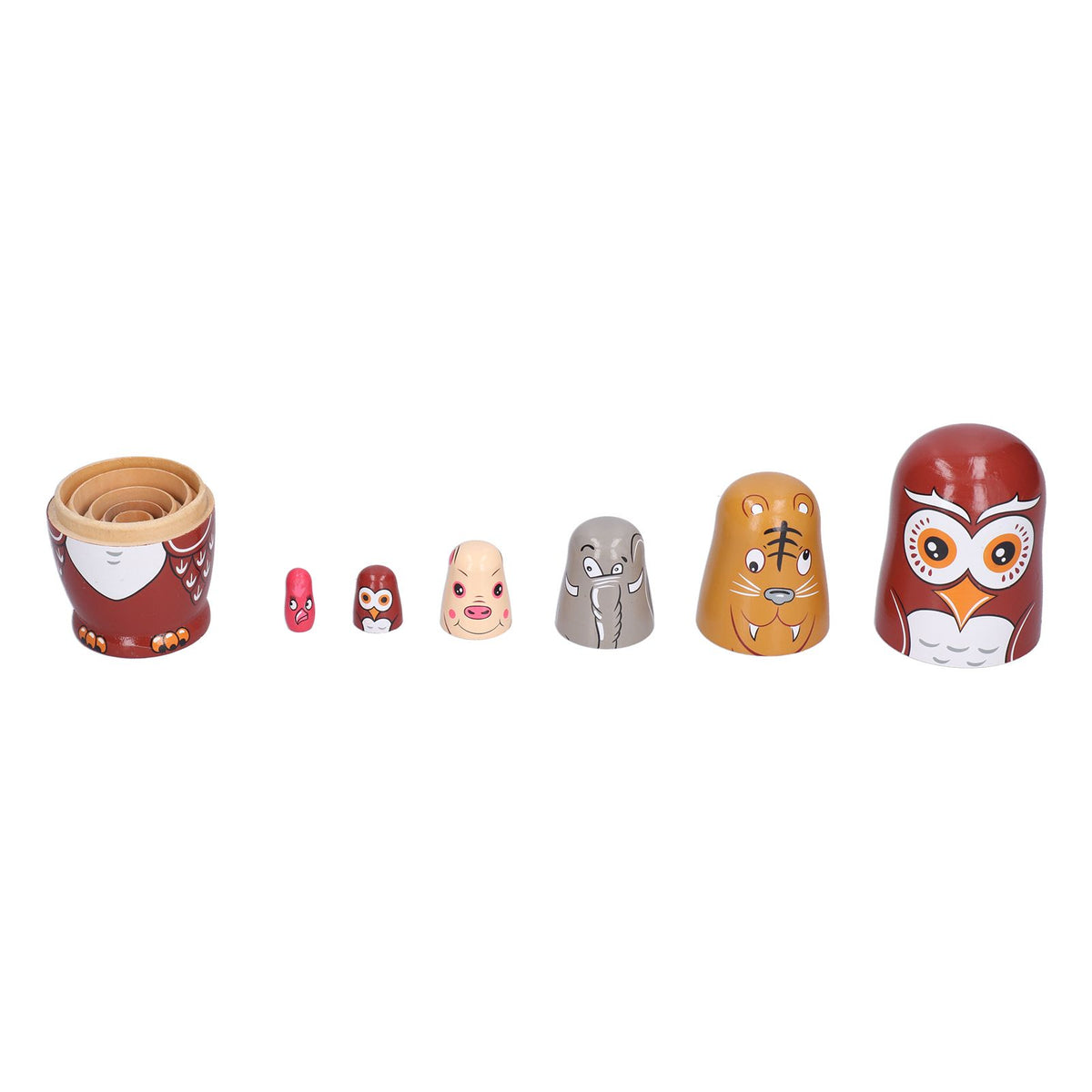 Six handmade cartoon Russian nesting dolls ornaments for kids' pretend play, decorative toys for children’s room decor