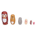 Six handmade cartoon Russian nesting dolls ornaments for kids' pretend play and home decor, colorful and child-friendly.