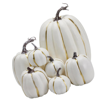 7PCS White Pumpkin Decoration Foam Pumpkin Props Decorative Artificial Pumpkins for Hallowmas Table Decor