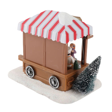 Xmas Music House Glowing Dining Car Music Box Desktop Decorative Ornament Tabletop Decor Popcorn