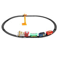 Vintage-style electric toy train set with festive Christmas theme, perfect for kids' ride-on train and holiday playtime.