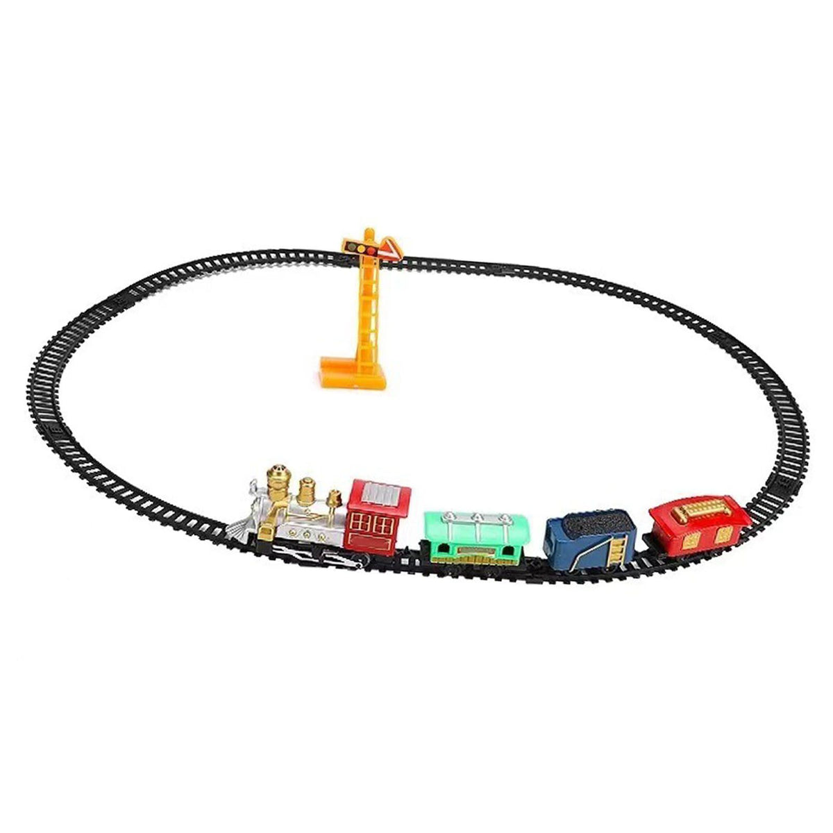Classic retro toy train set by Everything Baby, featuring festive Xmas theme with electric track and steam train for kids.
