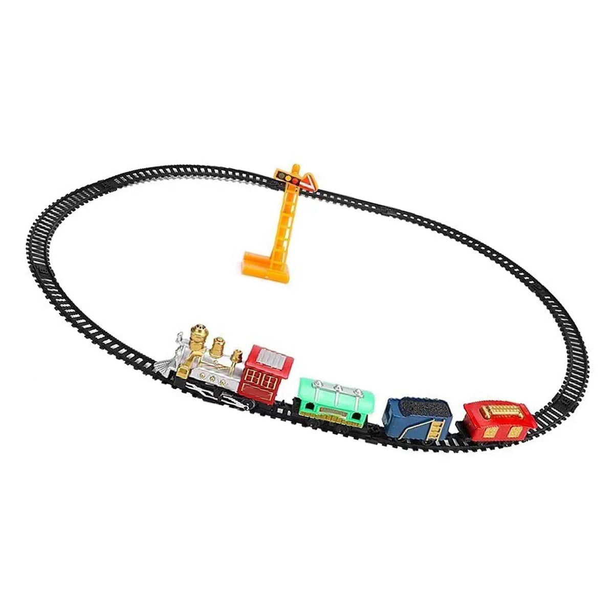 Everything Baby classic toy train set with festive Christmas theme, featuring electric track and steam train for kids' ride-on fun.