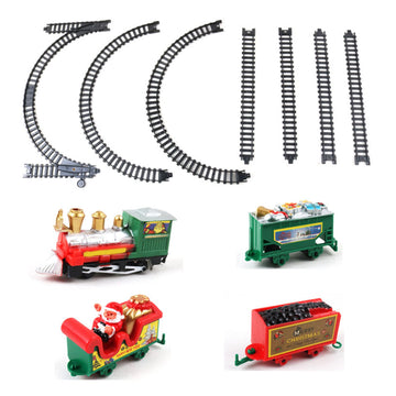 Xmas Locomotive Train Set Battery Powered Electric Train Toys Gift Carriage Trains Tracks Set for Boys Girls