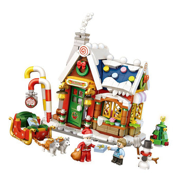 Building Blocks House Toy Festive Style House Decoration Building Blocks Model Collectible Display Toy Building Set for for Kids Girls Boys