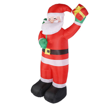 Inflatable Santa with LED Light Decorative Weatherproof Blow Up Santa Yard Standing Santa for Outdoor Lawn Garden EU Plug 220-240V