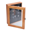 Miniature wooden and plastic rotatable book display case for kids, ideal for tiny library or children's room decor.