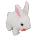 White plush bunny toy with wiggle ears, electronic hopping and sound features, perfect for kids' pretend play and Easter gifts.