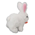 White realistic plush bunny toy with wiggling ears, sound, and hopping movement, perfect for kids' pretend play and Easter gifts.