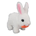White plush bunny toy with wiggling ears and sound, interactive Easter hopping bunny for kids' pretend play and birthday gift.