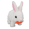 Realistic white plush bunny toy with wiggle ears, electronic hopping action, and sound for kids' pretend play and Easter gift.