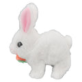 Realistic white plush bunny toy with wiggling ears, electronic hopping, and sound for kids, ideal for pretend play and Easter gifts.