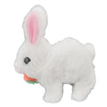 White plush hopping bunny toy with wiggle ears, sound, and interactive features for kids, perfect for Easter and birthday gifts.