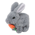 Grey plush interactive bunny toy with wiggle ears, hopping movement, and sound, ideal for kids' pretend play and Easter gifts.