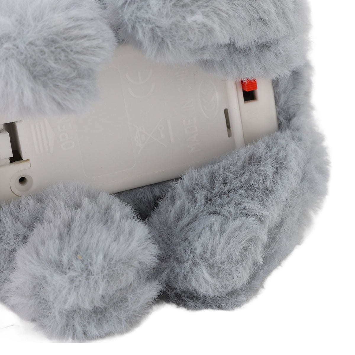 Grey plush interactive bunny toy with wiggle ears, electronic hopping sound effects, perfect for Easter pretend play and baby gift.