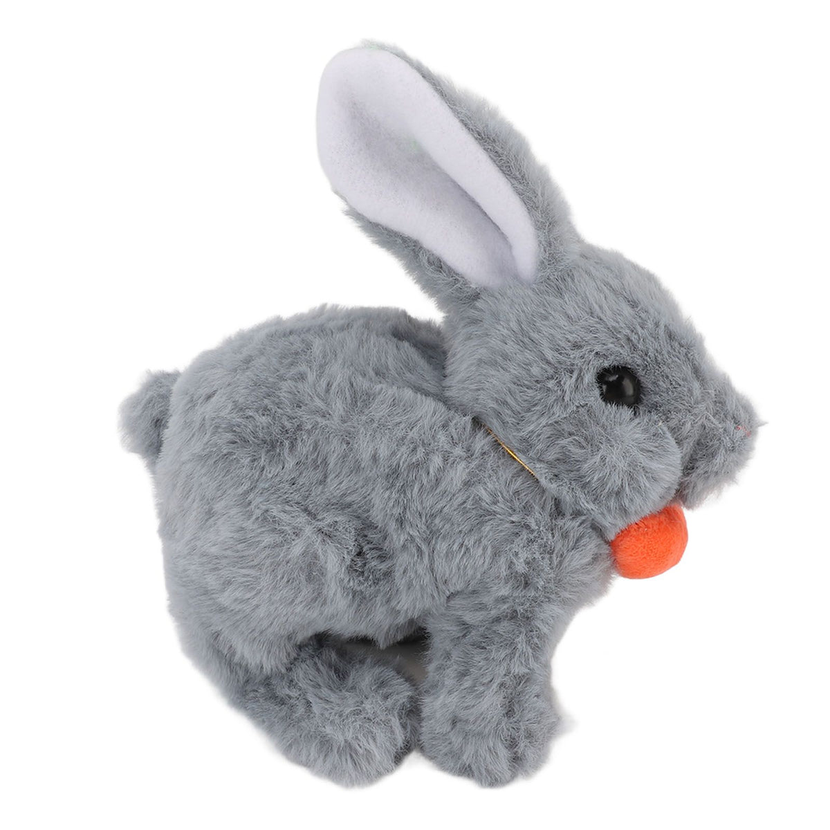 Grey plush interactive bunny toy with wiggle ears and sound, perfect for kids' pretend play and Easter gift.