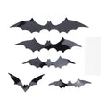 Set of 140 black 3D bat wall stickers for spooky Halloween decor, suitable for kids' rooms and party decorations.
