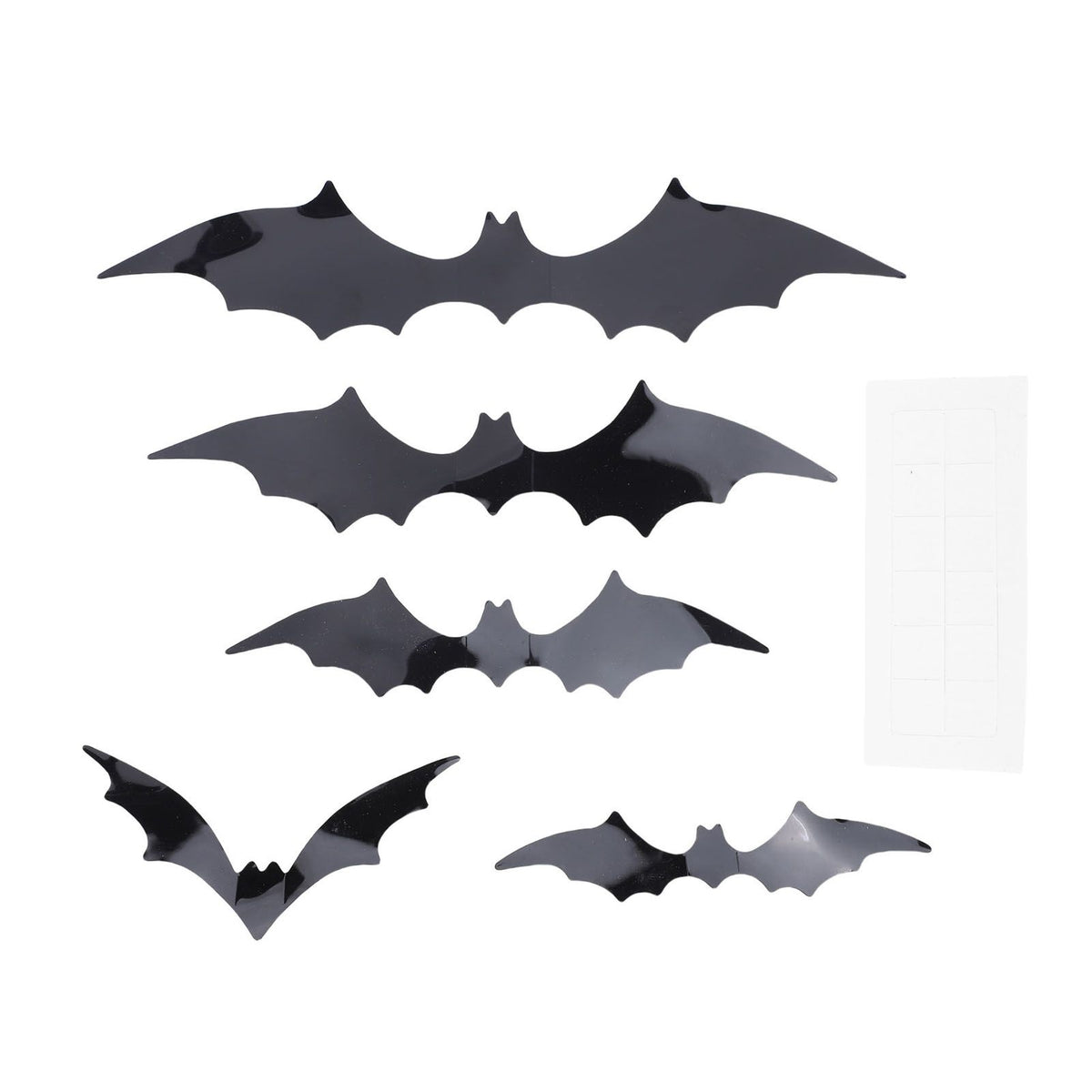 Set of 140 black 3D bat wall stickers for spooky Halloween decor, suitable for kids' rooms and party decorations.