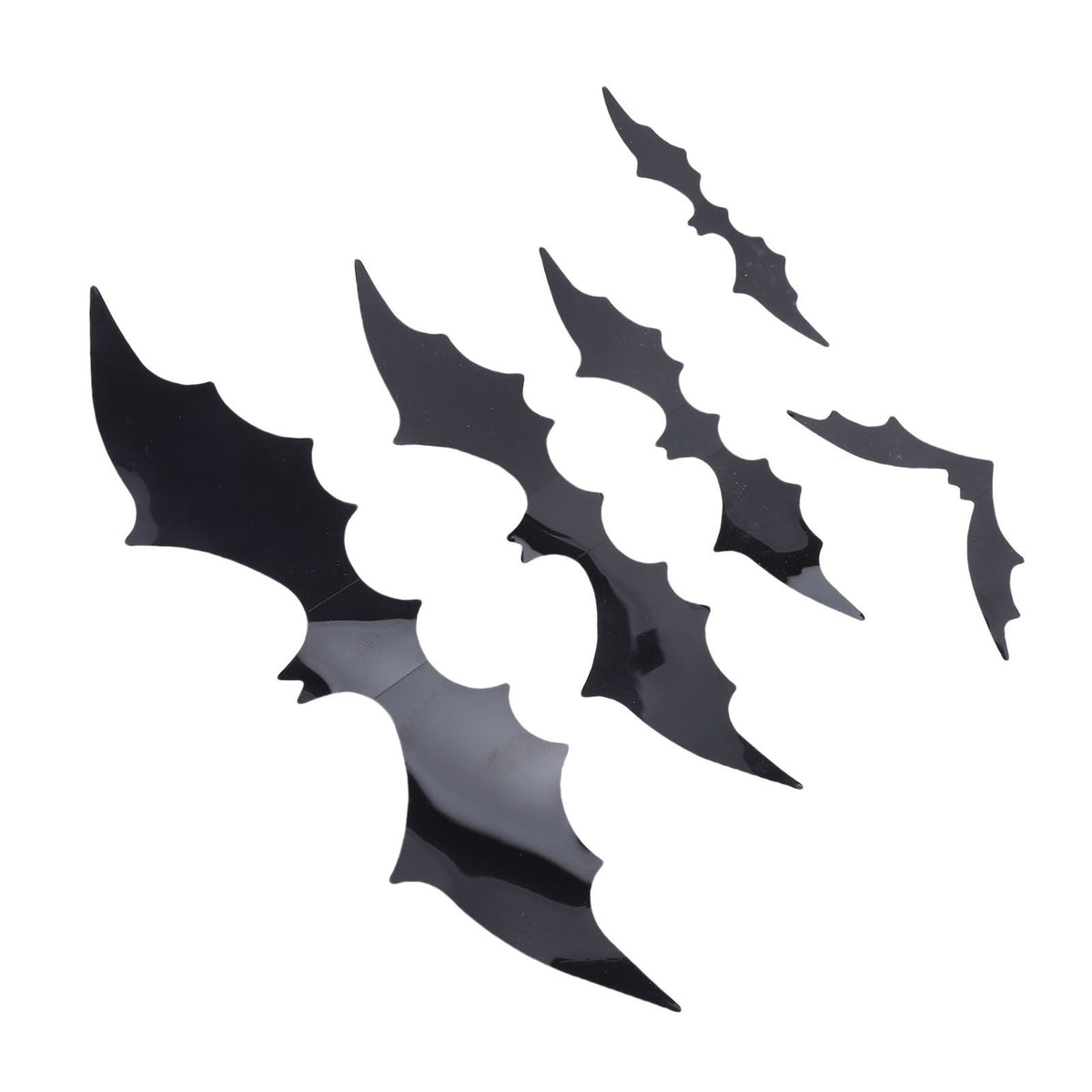 Set of 140 black 3D bat wall decals from Everything Baby, perfect for spooky Halloween home or party decoration.