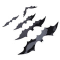 Set of 140 black 3D bat wall decals from Everything Baby, ideal for spooky home or party decorations, including backing sheets.