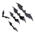 Set of 140 black 3D bat wall stickers for spooky home or party decor, from Everything Baby, with backing sheets included.