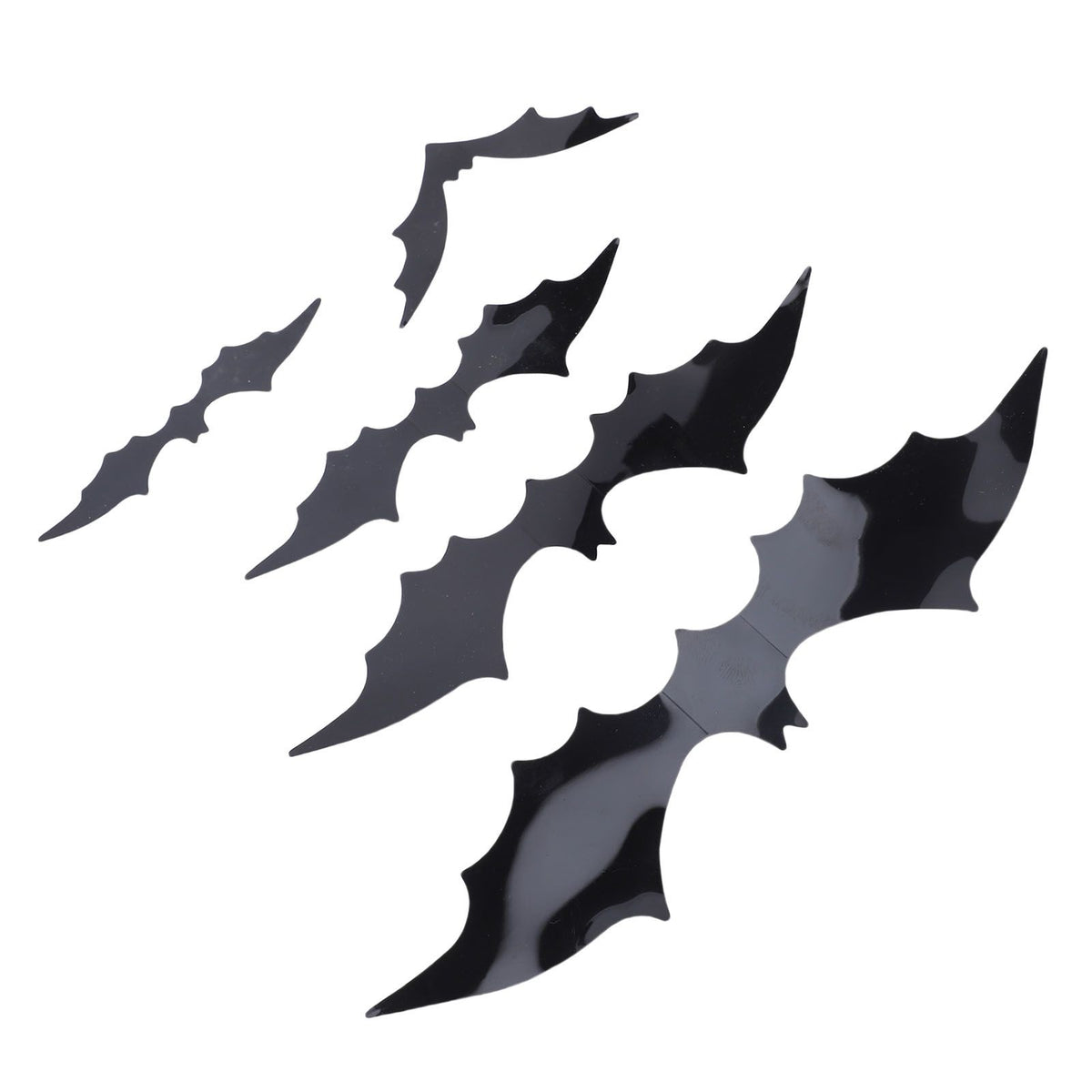 Set of 140 black 3D bat wall decals from Everything Baby, perfect for spooky home or party decor with backing sheets.