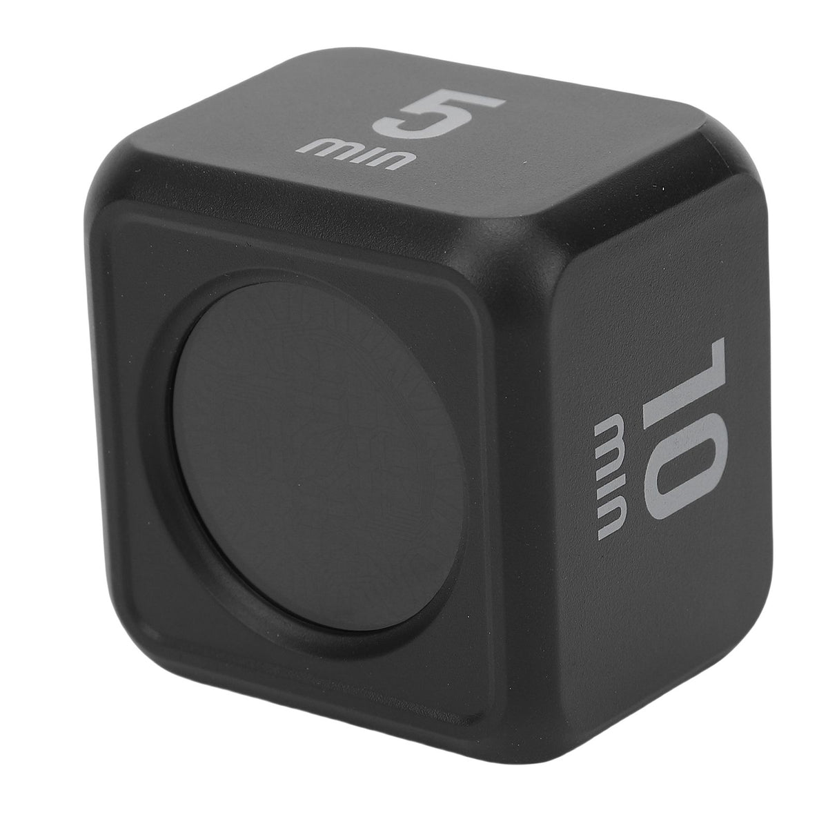 Black gravity sensor cube timer with flip countdown and countup functions, suitable for work, learning, and kitchen activities.