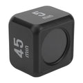 Black gravity sensor cube timer with flip countdown and countup features, designed for work, learning, and kitchen use.
