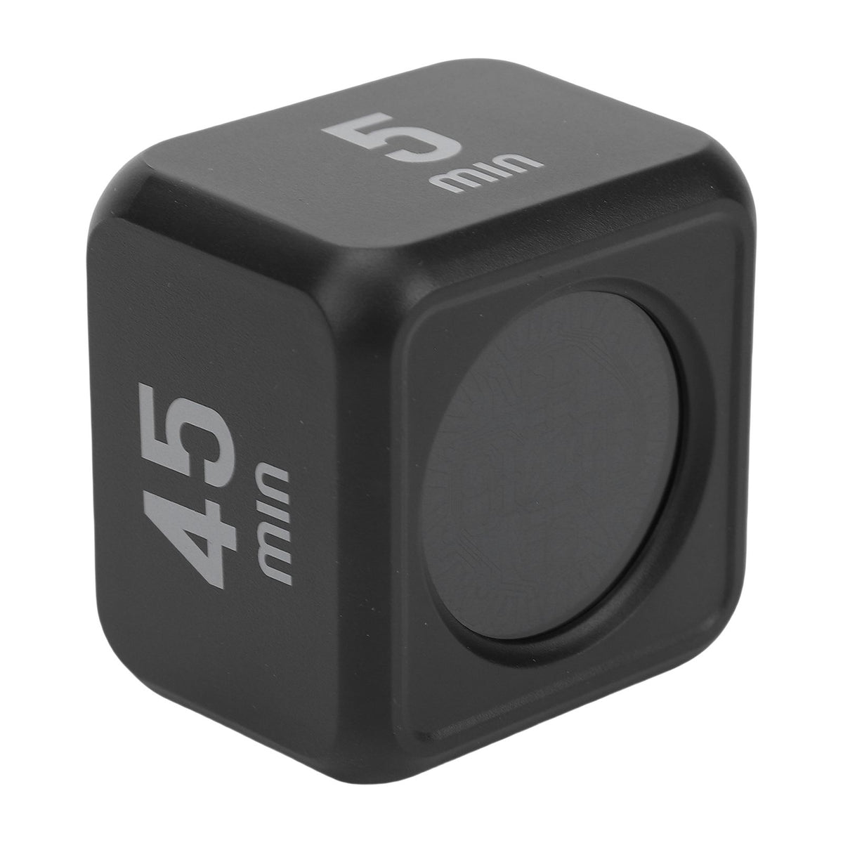 Black gravity sensor cube timer with flip countdown and countup features, designed for work, learning, and kitchen use.