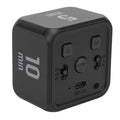Black gravity sensor cube timer for kids and adults, visual countdown and countup timer for work, learning, and kitchen activities.
