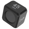 Black gravity sensor cube timer for work and learning, featuring flip countdown and countup functions, suitable for kids' art and drawing activities.