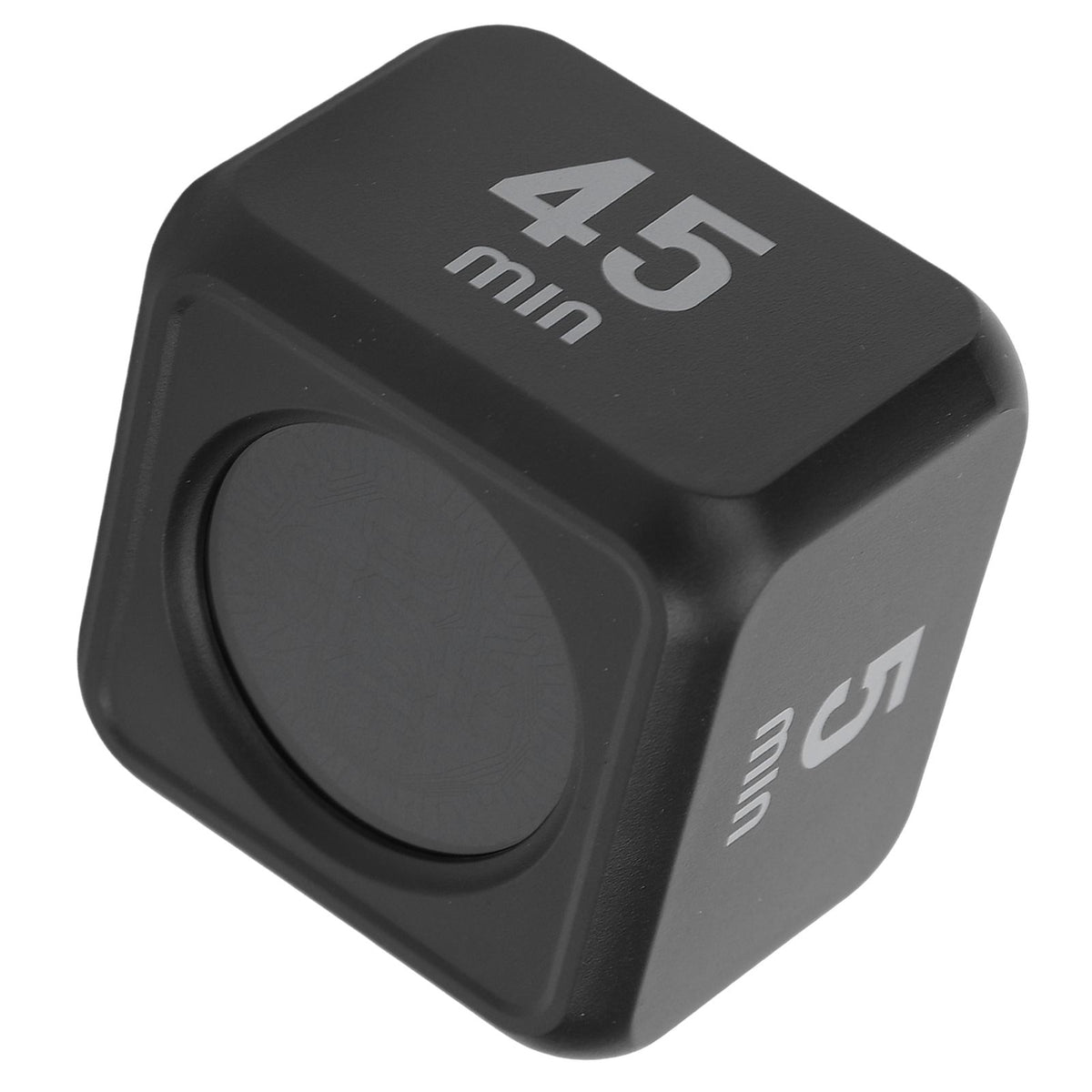 Black gravity sensor cube timer for work and learning, featuring flip countdown and countup functions, suitable for kids' art and drawing activities.