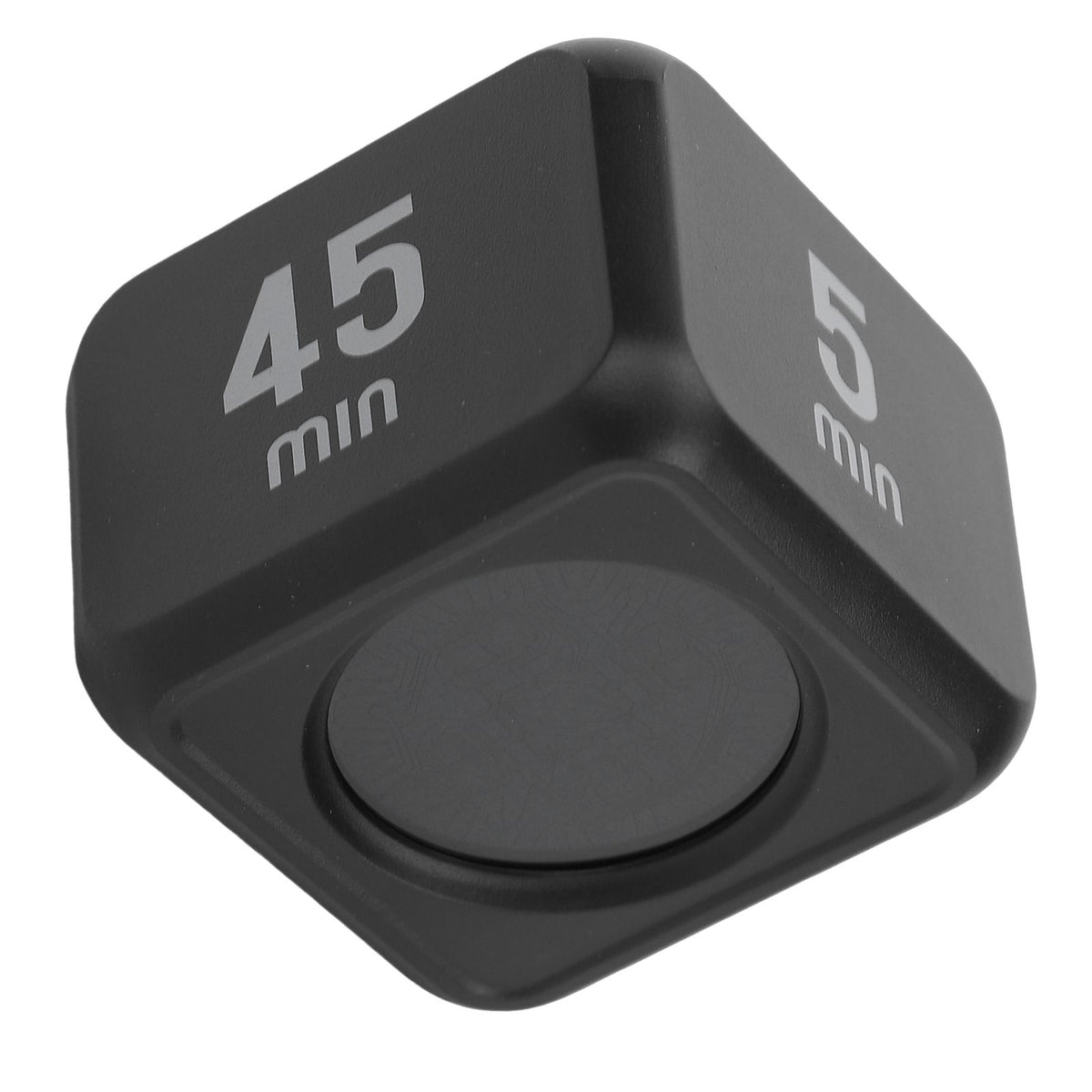 Black gravity sensor cube timer for work, learning, and kitchen; flip countdown and countup timer by Everything Baby.