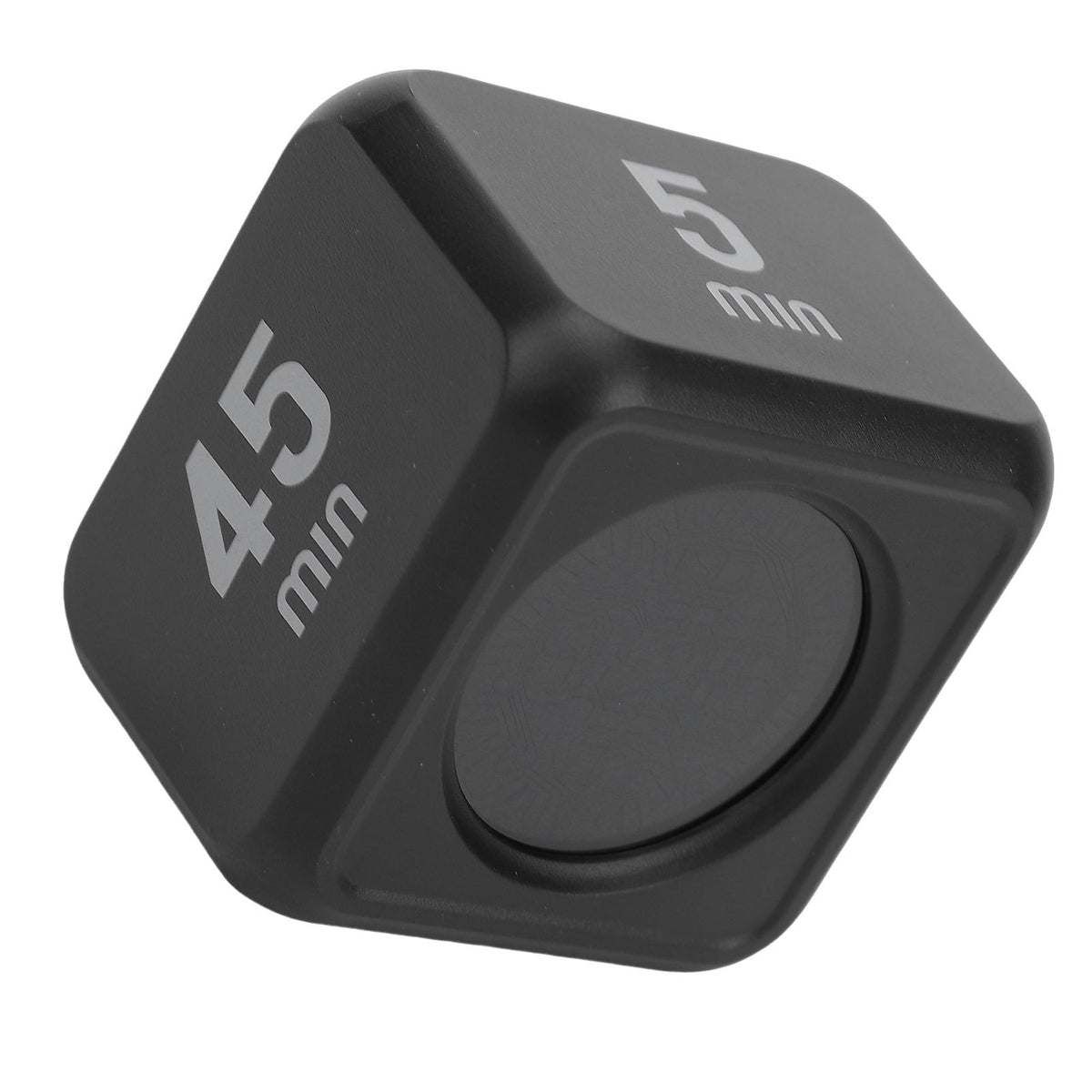 Black gravity sensor cube timer with flip countdown and countup features for work, learning, and kitchen activities by Everything Baby.