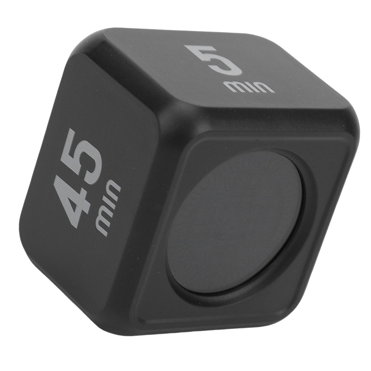Black gravity sensor cube timer with flip countdown and countup features for work, learning, and kitchen activities.