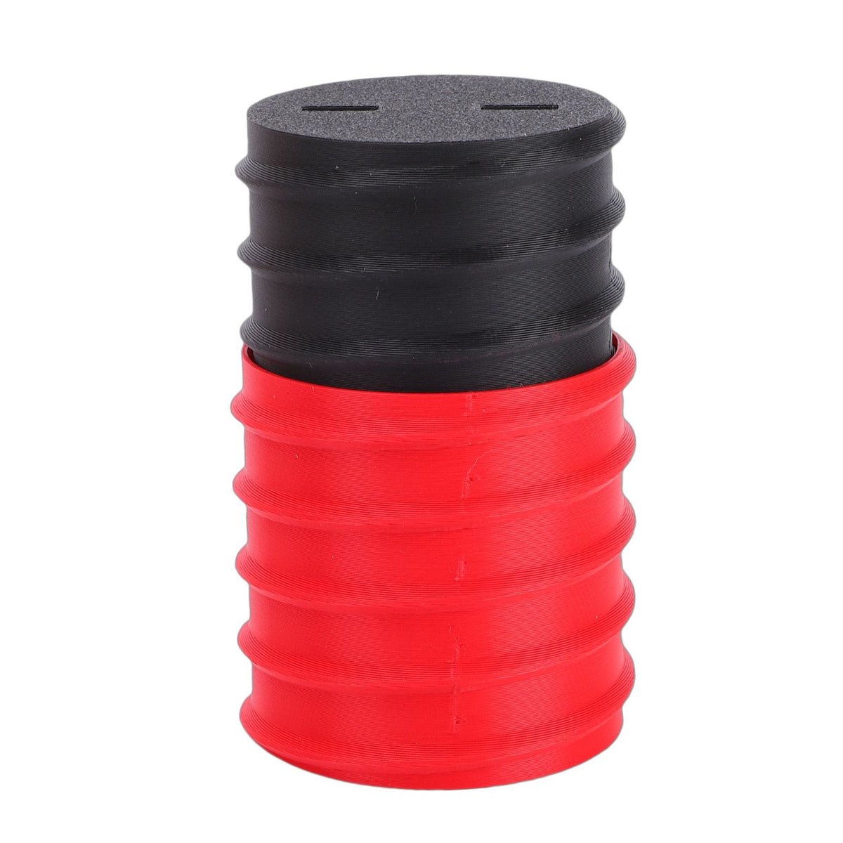 Red nested screw gift box for kids, 3D printed prank toy with layers and screws, fun pretend play toy for birthdays.