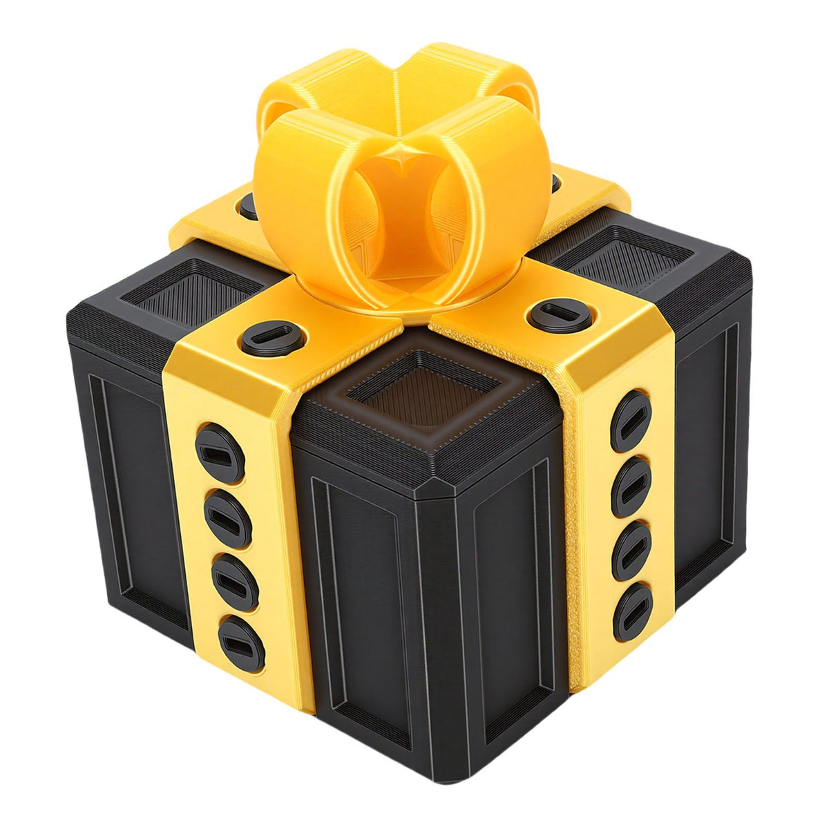 3D printed funny gift box with nested screws in gold and black, designed for birthdays and holidays, from Everything Baby.