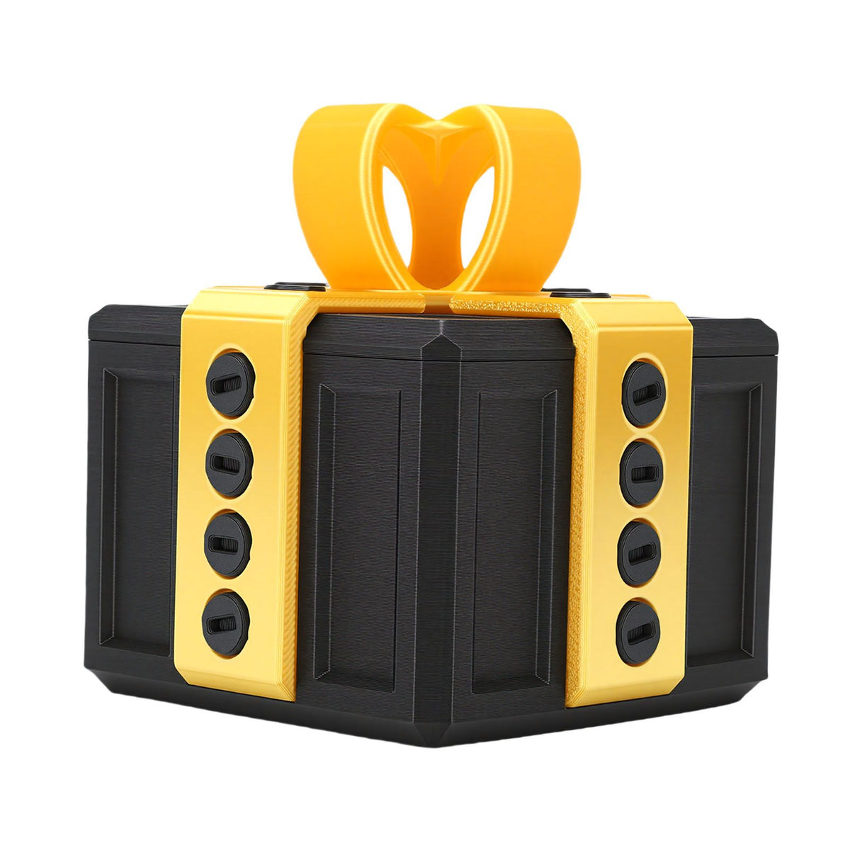 3D printed funny gift box with nested screws, light gold and black, designed as a playful surprise toy for kids from Everything Baby