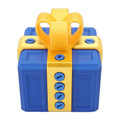 3D printed funny gift box with nested screws in gold and blue, designed as a playful surprise toy for kids and birthdays