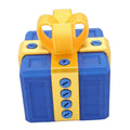 3D printed annoying gift box with nested screws, featuring light gold and blue colors, designed as a funny birthday surprise toy for kids