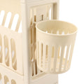 Large cream 6-tier kids' bookshelf and storage rack with rollers, suitable for classroom or kids' reading area, by Everything Baby.