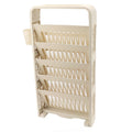 Large cream 6-tier classroom bookshelf by Everything Baby, kids' storage rack with rollers for books and reading materials.
