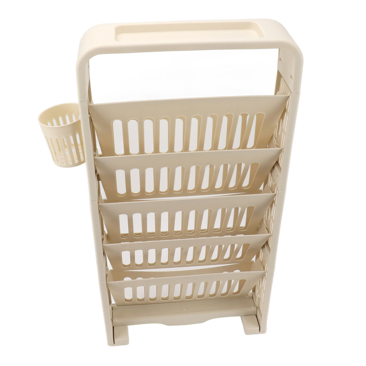 Large cream 6-tier kids' bookshelf by Everything Baby, versatile storage rack with rollers for classroom or kids' reading area.