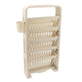Cream 6-tier kids' bookshelf by Everything Baby, slim multifunctional classroom storage rack with rollers for easy movement.