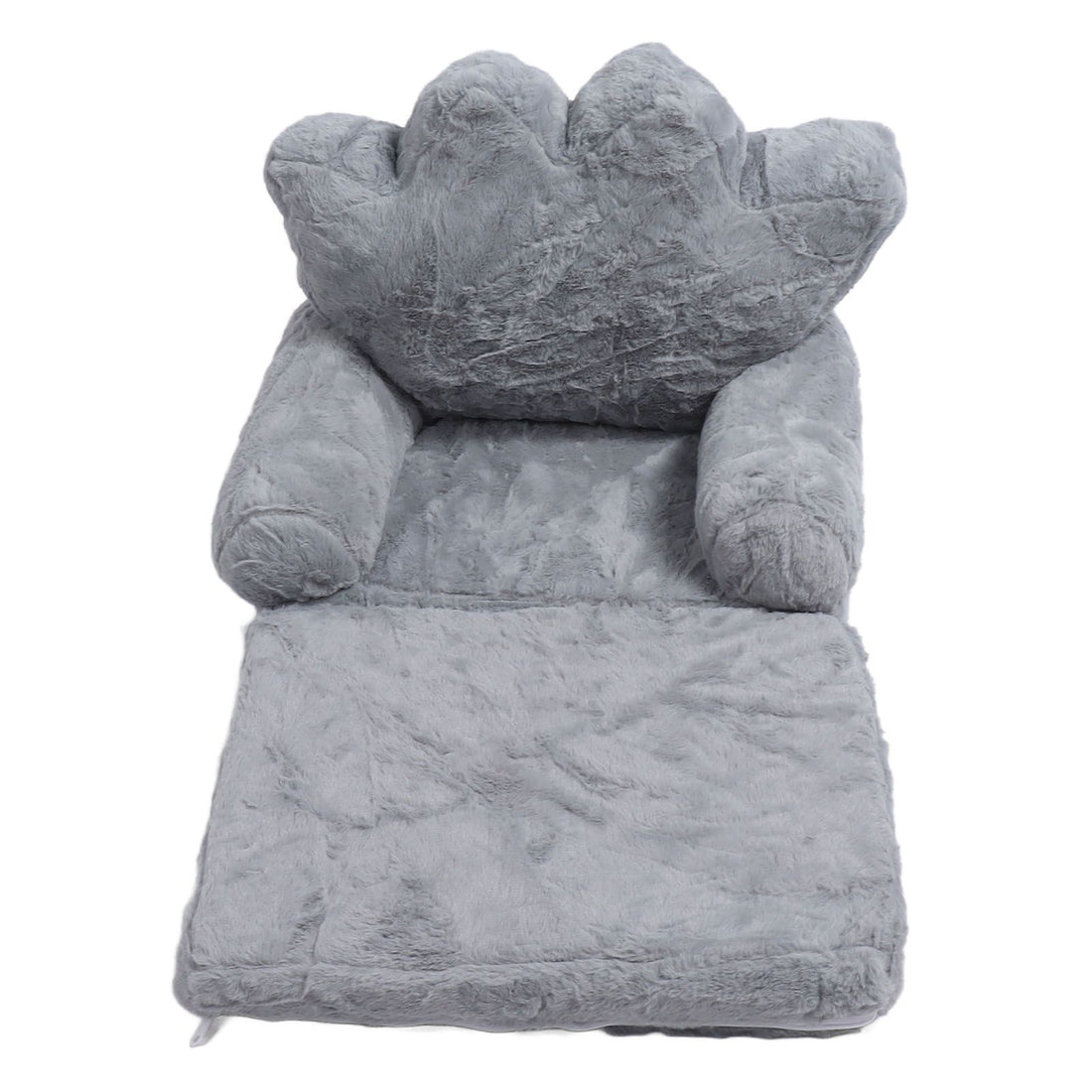 Gray folding princess girl seat cushion with rabbit hair, two-layer design, backrest, suitable for baby and kids' small sofa.