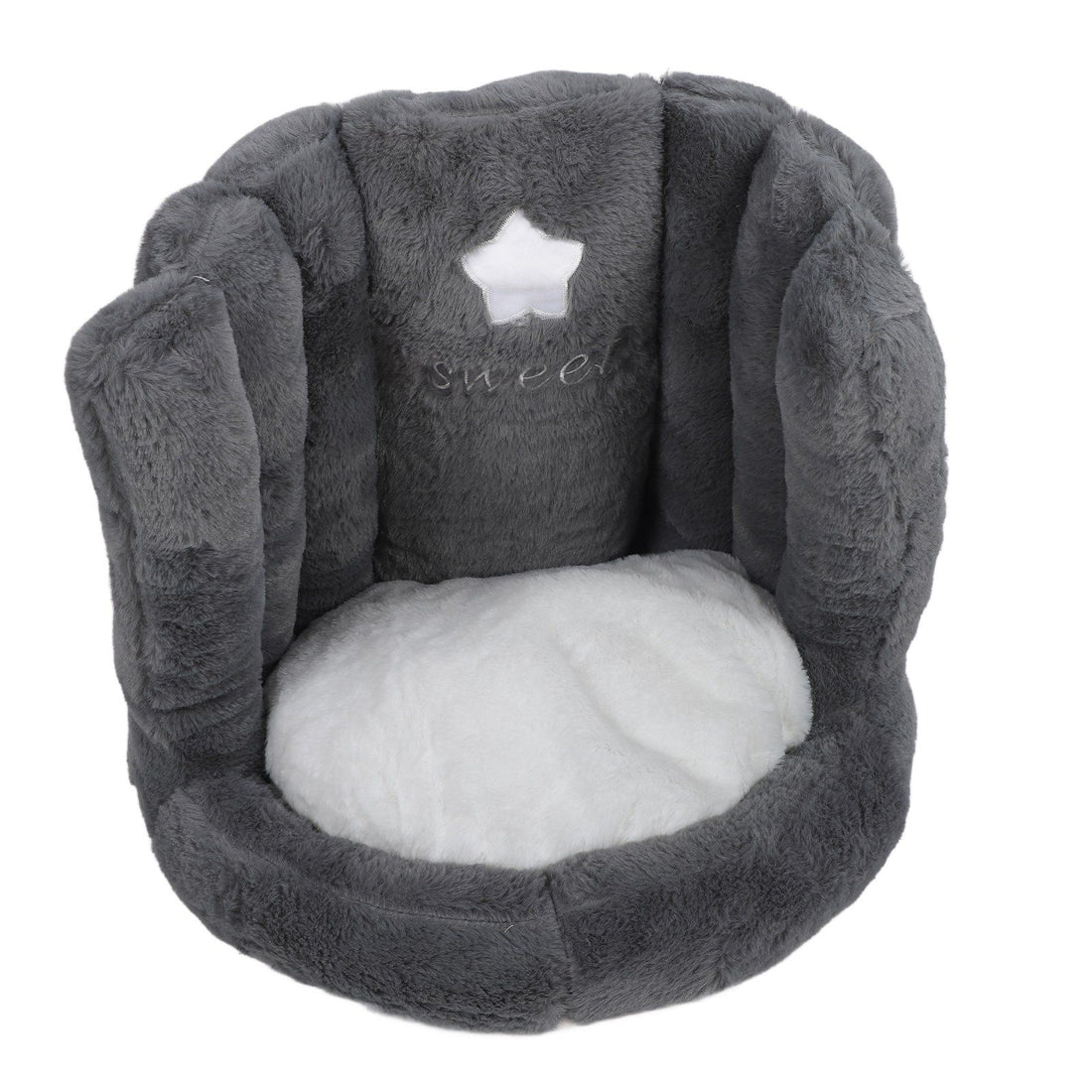 Grey velvet floor chair with back support and cushion, soft and anti-slip, ideal for kids' seating and comfort in a kids' room.