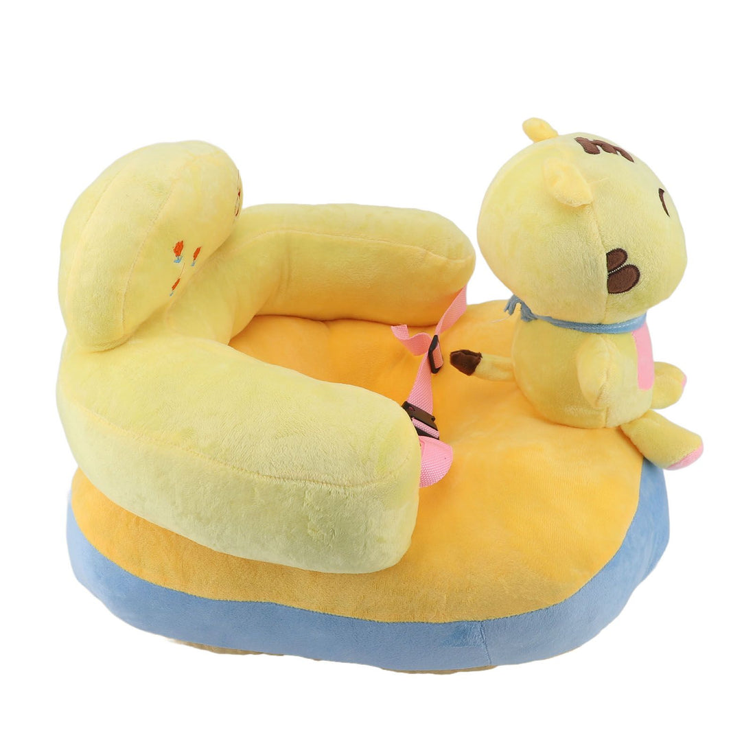 Soft plush baby sitting chair with adjustable angle, portable design, designed to prevent falls and support safe seating for kids.