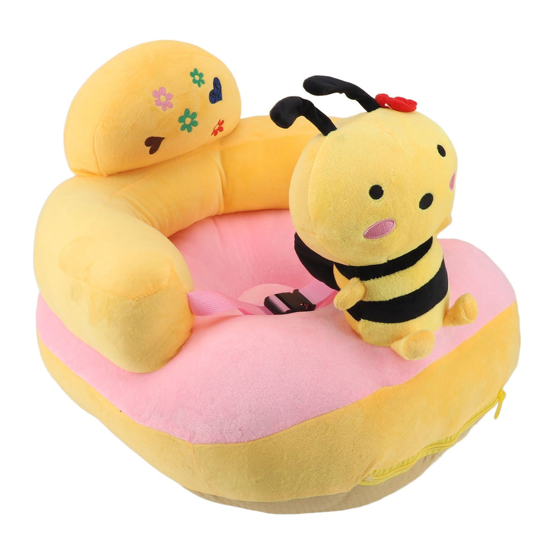 Plush baby learning to sit support chair by Everything Baby, with anti-fall and side-turning features, ideal for indoor and outdoor use.