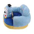 Blue penguin baby sofa chair with plush soft fabric, adjustable seat for toddlers, featuring cartoon animal design and USB port.